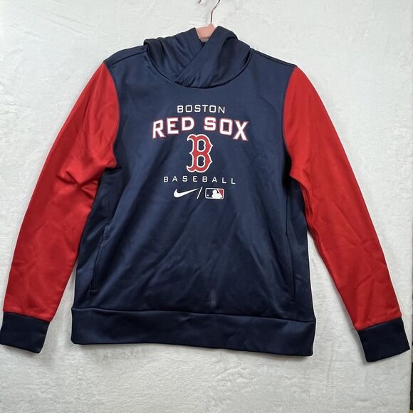 Nike Baseball Men's Medium Red Blue Boston Red Sox Pullover Hoodie EUC - Picture 1 of 9